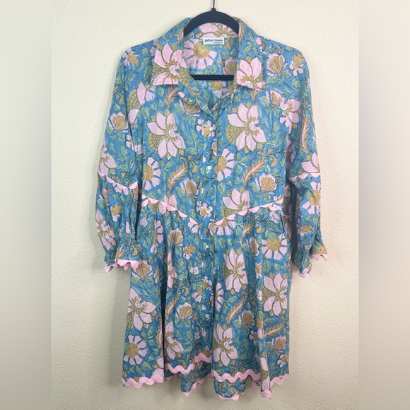 Juliet Dunn Blue‎ and Pink Floral Dress - Picture 4 of 8